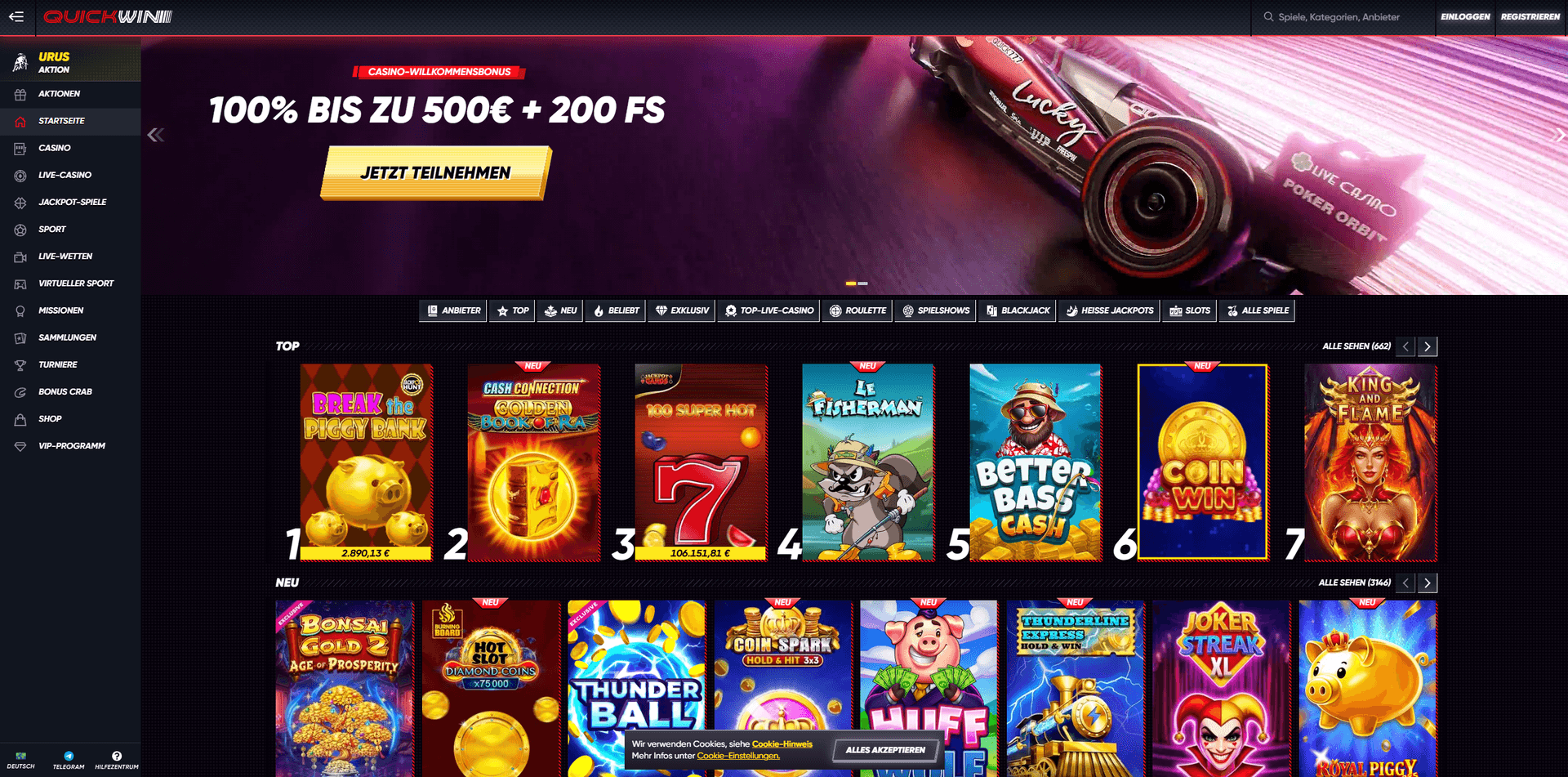 QuickWin Lastschrift Casino