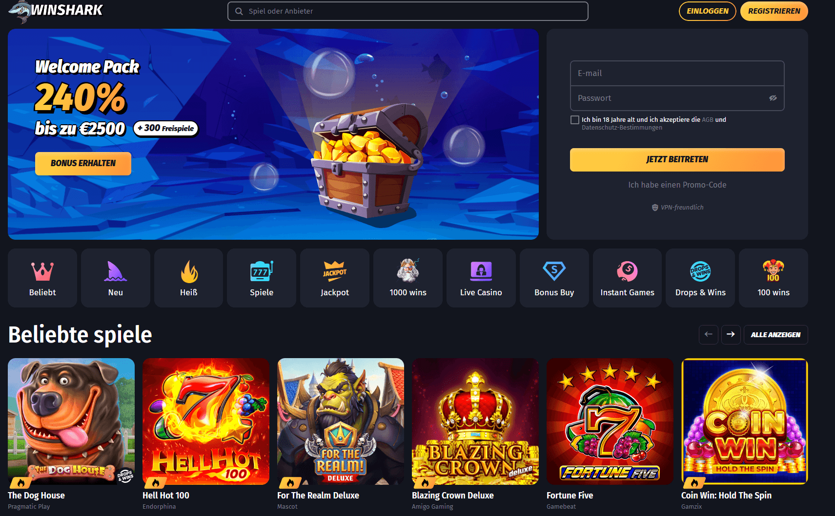 Winshark Lastschrift Casino
